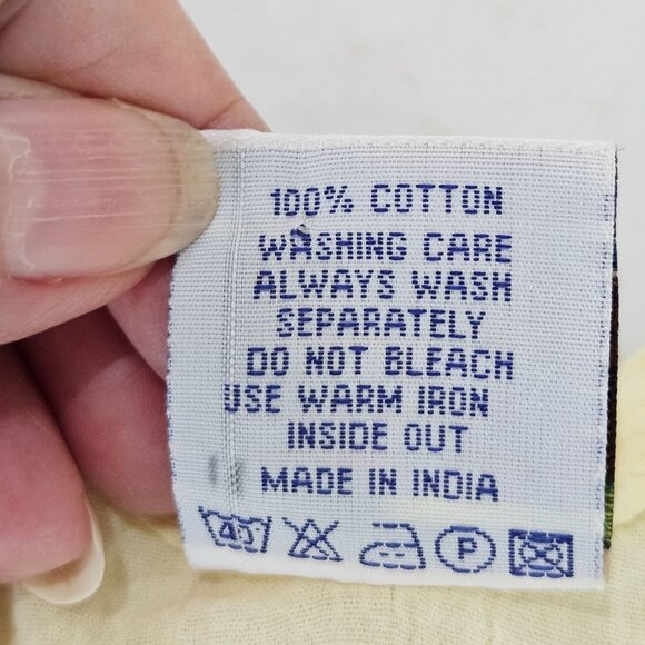 Karibhanas St Kitts Dress Coverup Medium Butter Yellow Embroidered Cotton Boho - Picture 6 of 8